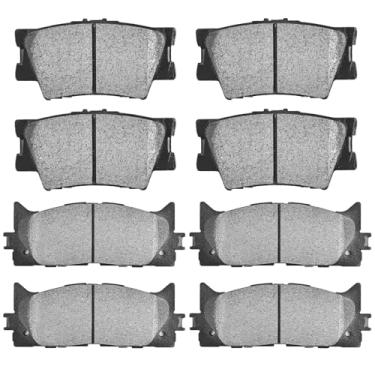 Imagem de JLEO Pastilhas de freio dianteiras traseiras de cerâmica para motorista e lado do passageiro para Toyota Camry/Avalon 2007-2017, para Lexus ES300h / ES350 D1293 D1212 (8 peças)