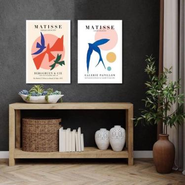 Imagem de Kit 2 Quadros Matisse Pássaros Coloridos 33X24Cm - Com Vidro
