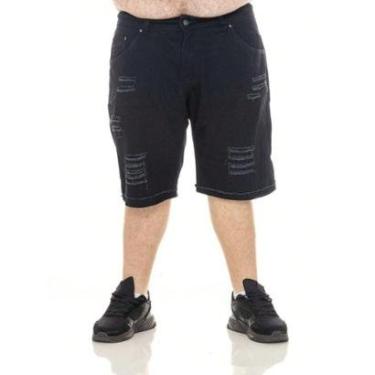 Imagem de Bermuda Masculina Plus Size Jeans com Rasgo-Masculino