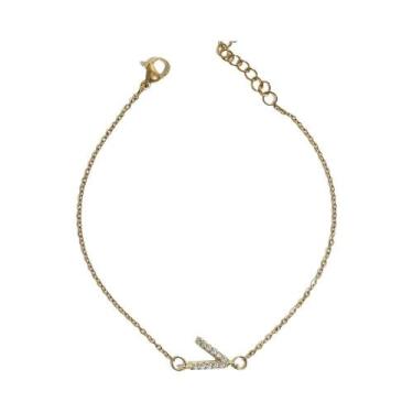 Imagem de Pulseira Feminina Banhada a Ouro Com Iniciais, Joia De Aço Inoxidável,