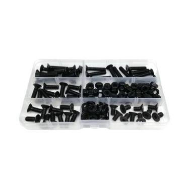 Imagem de Conjunto De Parafusos, Porcas E Arruelas De Aço Preto Grau 10.9 Com Ca