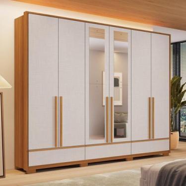 Imagem de Guarda Roupa Casal com Espelho 6 portas 3 gavetas 100% MDF Prime - Not