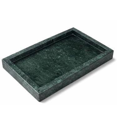 Imagem de KC KULLICRAFT Bandeja de mármore verde natural para banheiro | cozinha | penteadeira | mesa, organizador de pedras para mesa de café, cômoda, mesa de cabeceira, velas, sabonete, toalha, planta, joias