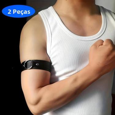 Imagem de Pulseira De Couro PU Masculina Estilo Punk Hip Hop Ajustável Elástica 