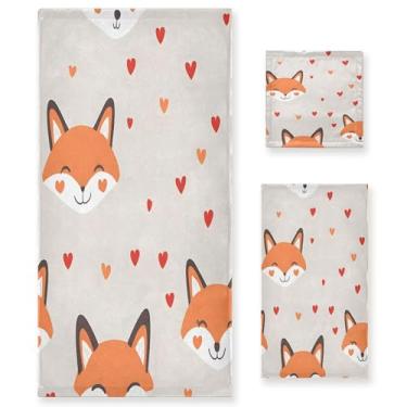 Imagem de xigua Lindo conjunto de toalhas de banheiro de raposa absorvente macio 3 peças toalha de banho toalha de mão toalhas decorativas para banheiro, academia, hotel, praia, piscina