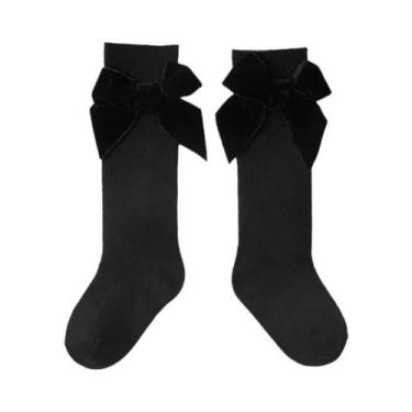 Imagem de Meias De Algodão Para Meninas Com Laço De Natal Até O Joelho, Inverno 
