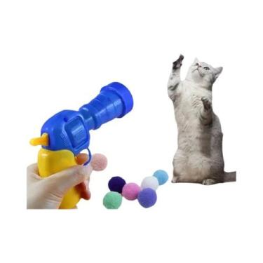 Imagem de Brinquedo Interativo Colorido Para Gatos: Pistola De Bolinhas De Pelúc