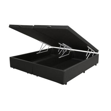 Imagem de Cama Box Baú Queen 158 Bipartido Bello Box - Tecido Sintético Preto