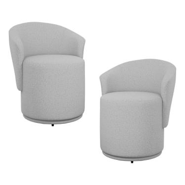 Imagem de Kit 02 Poltronas Orgânicas Living Mavi Fixa Linho Cinza Claro - Desk Design