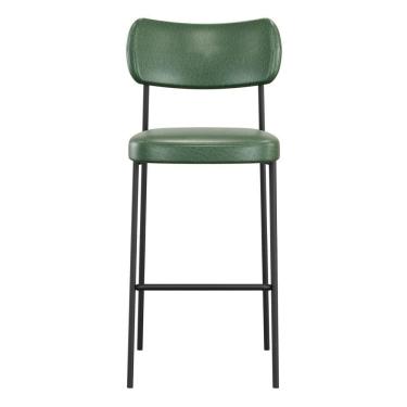 Imagem de Banqueta Alta Para Cozinha Lila Estofada Com Encosto Couríssimo Verde - Desk Design