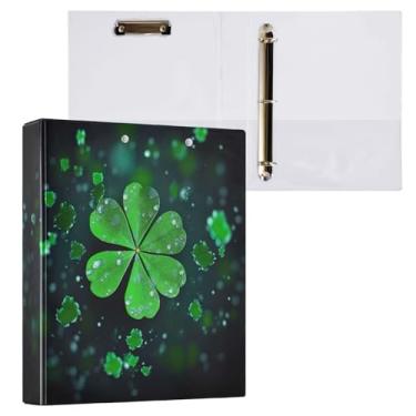 Imagem de Wassud Fichário de trevo de quatro folhas com 3 anéis com clipe organizador de anéis redondos de 3 cm com fichário decorativo de bolso transparente A4 suporte de documentos para escritório, casa
