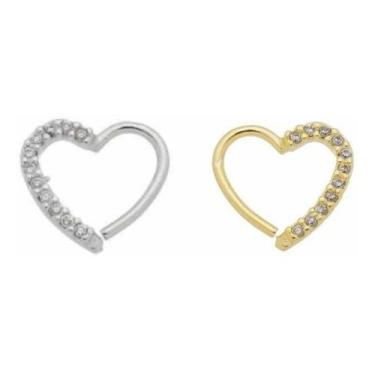 Imagem de Piercing Coração Cravejado Orelha Daith Hélix Aço Cirúrgico - CORBAN, 