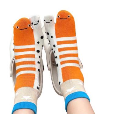 Imagem de Meias redondas de algodão com design engraçado de enguia de dois dedos