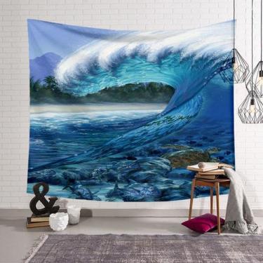 Imagem de Pintura estética de sala de parede Tapestry Wave 150x100cm - yiweisai