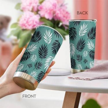 Imagem de Caneca de café Tumbler Oasisdream 600mL com impressão de folhas