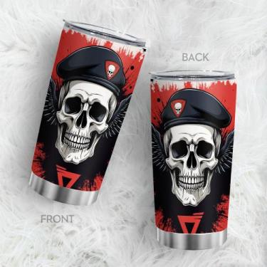 Imagem de Caneca de viagem Oasisdream Tumbler 600 ml com estampa de caveira