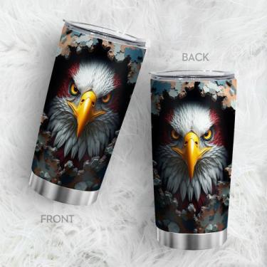 Imagem de Copo de viagem Caneca de café Oasisdream 600 ml com estampa de águia