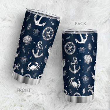 Imagem de Copo de viagem, caneca de café Oasisdream, 600 ml com estampa de conch