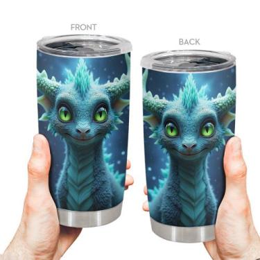 Imagem de Caneca de viagem Oasisdream Tumbler de aço inoxidável 600mL com tampa