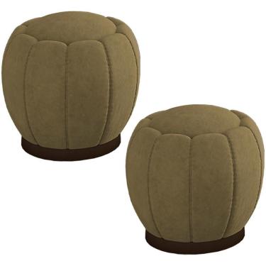 Imagem de Kit 2 Puff Puf Para Sala Base Metal Tull Veludo Sl 945 Peer Sl 945