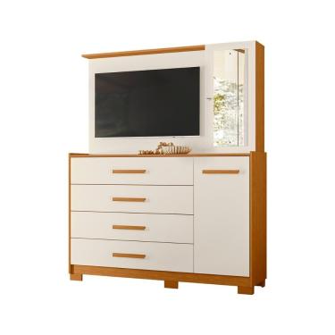 Imagem de Cômoda Quarto Com Painel Para TV Ilhabela 4 Gavetas 2 Portas