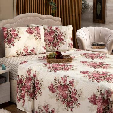 Imagem de Jogo De Cama Lençol Casal Padrão Estampado Dubai Caqui Com Fronhas 04 Peças - Percal Algodão 150 Fios