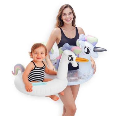 Imagem de Kit Boias Infláveis Irmãs Unicórnio Gigante + Infantil - Importado