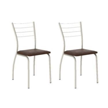 Imagem de Kit 2 Cadeiras de Cozinha 1700 2 Un Prata - Assento Courano Cacau - Ca