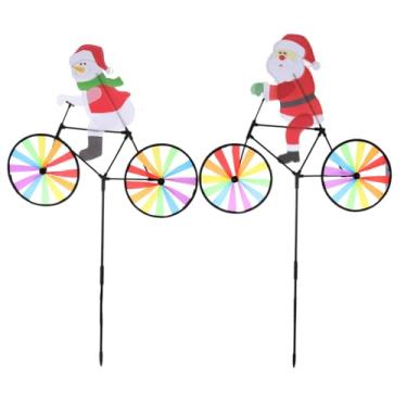 Imagem de Tofficu 2 peças cata- de Natal Papai Noel bicicleta cata- 3D de neve papai noel bicicleta moinho de cata- jardim de natal para jardim natal férias jardim decoração de gramado (padrão aleatório)