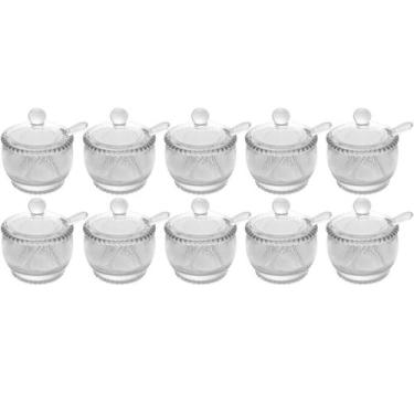 Imagem de 10 Açucareiros Vidro Cristal para Hotéis Colher 200ml Wolff Pearl Port