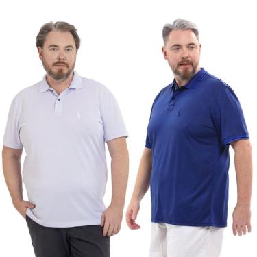 Imagem de Kit 2 Camisa Polo Masculina Plus Size Piquet Viscose Dry