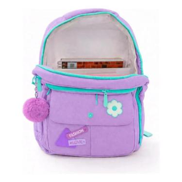 Imagem de Mochila Escolar Infantil 29L Feminina com Bolsos Funcionais e Alta Cap