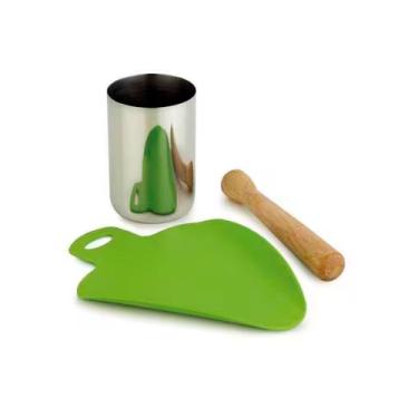 Imagem de Conjunto para Caipirinha 117-e para Preparo de Bebidas em Aço Inox, Madeira e Polipropileno Prático Verde Forma