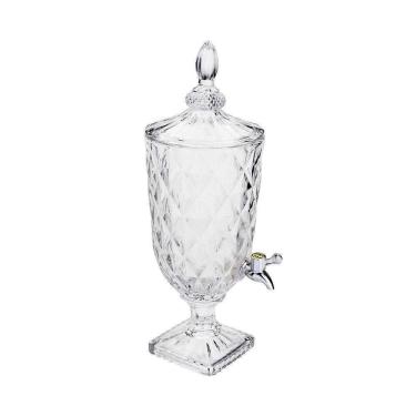Imagem de Suqueira Cristal 3 Litros Dispenser De Vidro Bebidas Grande Agua Casamento Festa