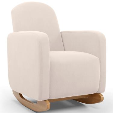 Imagem de Poltrona de Amamentação com Balanço Orgânica Saori W01 Suede Bege - Lyam Decor