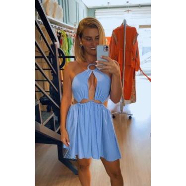 Imagem de Vestido Curto Azul Bebê Ombro Vazado  - Fashow