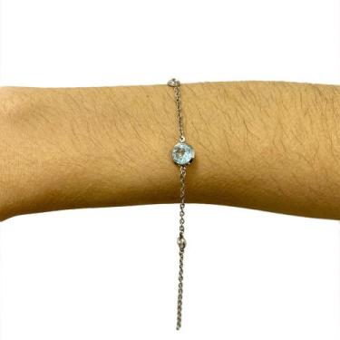 Imagem de Pulseira Bracelete Feminina Pedra Verde Claro Aço Inox - Papillon Semi