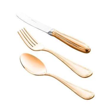 Imagem de Faqueiro 101 Pçs Croisé Rose Gold Aço Inox PVD Wolff Saldão