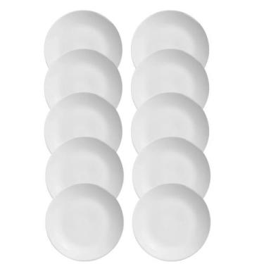Imagem de Jogo 10 Pratos Sobremesa Cerâmica Coup Branco Liso Alleanza 21cm