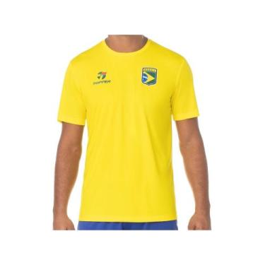Imagem de Camiseta Gola Alta de Futebol Topper - Brasil Combate Masculina Manga 