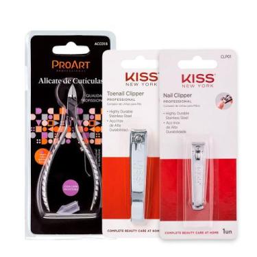 Imagem de Kit Cortador de Unhas Grande e Pequeno + Alicate de Cutículas - ProArt