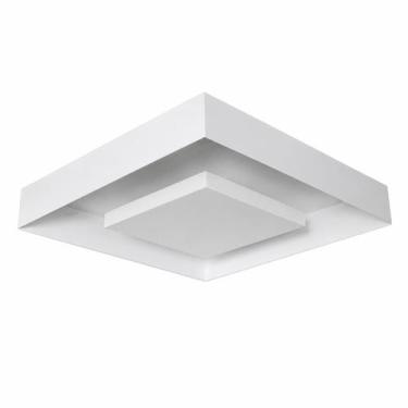 Imagem de Luminária Plafon Embutir Eclipse 45x45cm Luz Indireta 4x E27 Aço Branc