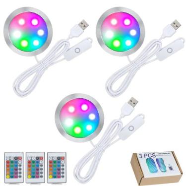 Imagem de Kit de Lâmpada LED BamoAcc 001 RGB com Controle Remoto USB 5V 6 cm 3 P