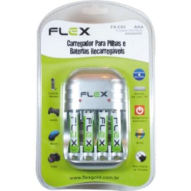 Imagem de Carregador de Pilhas FX-C03-AAA Bivolt AA-AAA-9V com LED Indicador e Desligamento Automático 2 Flex