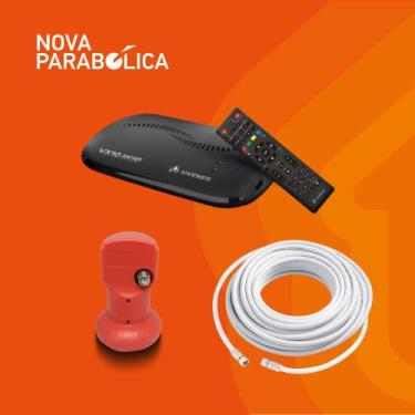Imagem de Kit Nova Parabólica, 1 Receptor Vivensis VX10 + Antena Ku + Lnbf Duplo