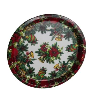 Imagem de Bandeja Redonda Plástica com Decorações Natalinas 35 cm Ø