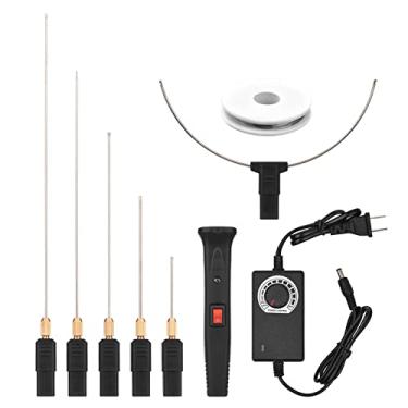 Imagem de Zwbfu Kit de de espuma elétrico portátil 24W com 5 pontas retas e 1 ponta em arco Caneta portátil de corte de espuma de temperatura ajustável de fio quente Ferramenta de corte de isopor