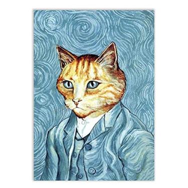 Imagem de Placa Decorativa Gato Van Gogh Quadro Geek