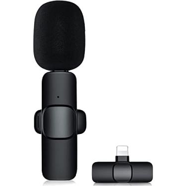 Imagem de Microfone de lapela sem fio para dispositivos IOS, microfone duplo sem fio para gravação de vídeo, transmissão ao vivo, vlog, YouTube, Facebook, zoom - redução de ruído e plug-play. (Sem necessidade de APP/Bluetooth) (K1-IOS-1 peças)
