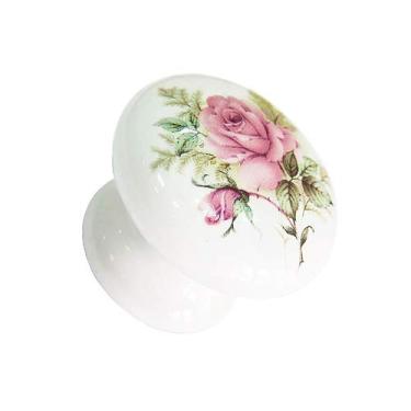 Imagem de BlocksTool Large Vintage Ceramic Flower Roses Dresser Drawer Pull Knobs, Pack of 6 (43mm, White)